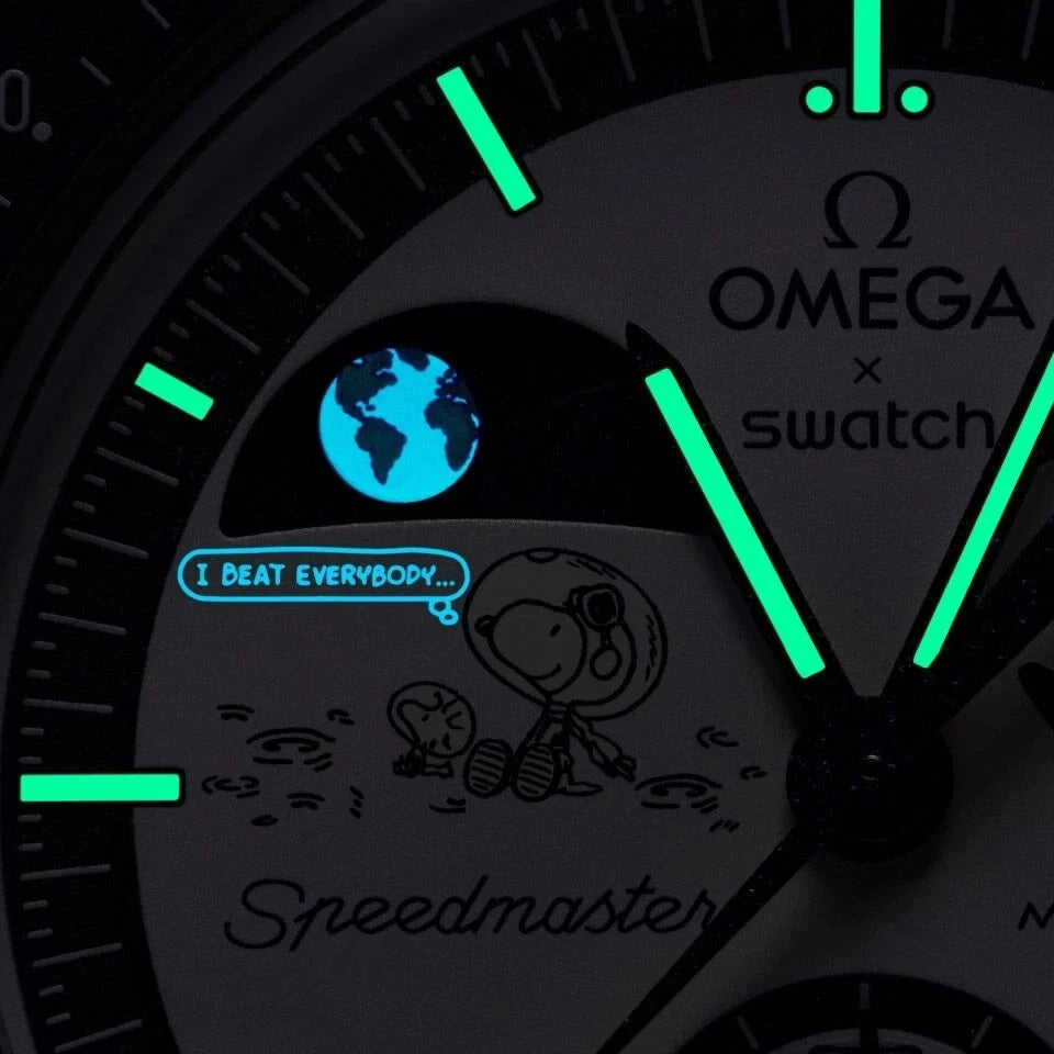 Swatch x Omega Snoopy Moonswatch Mission To Earthphase Moonshine Gold